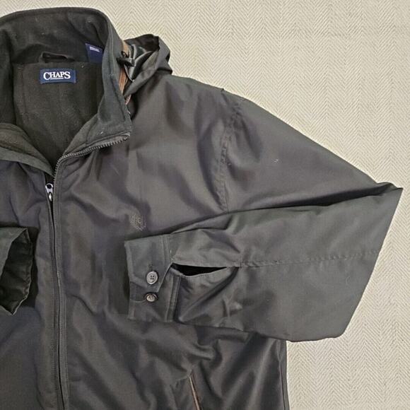 Chaps Heavy Coat Men's XL Navy Full Zip Stow-Away Hoodie Fleece Lined Drawstring - Picture 8 of 16